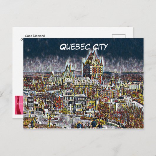CARTE POSTALE QUÉBEC CITÉ CANADA COMIC POP ART (Devant / Derrière)