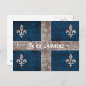 Carte Postale Québec - drapeau grunge avec devise - look classiq (Devant / Derrière)