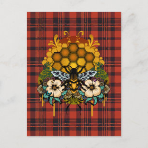 Carte Postale Queen Bee Nid D'abeille Floral Art Orange Brûlé Ca