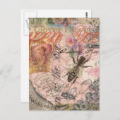 Carte Postale Queen Bee Vintage magnifique collage (Devant / Derrière)