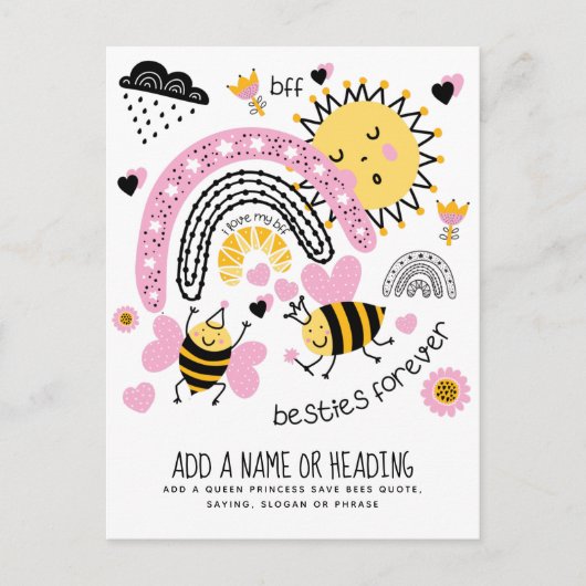 Carte Postale Queen Bees Best Friends Forever Cute (Devant)