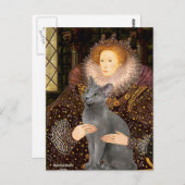 Carte Postale Queen - chat bleu russe (Devant / Derrière)