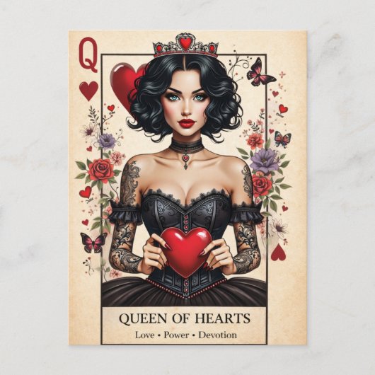 Carte Postale Queen of Hearts Gothic Tarot Postcard (Devant)