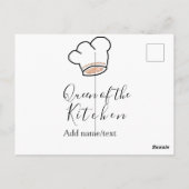 Carte Postale Queen of the kitchen chef cooking add name crown  (Dos)