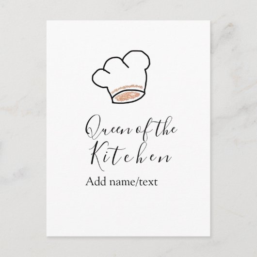Carte Postale Queen of the kitchen chef cooking add name crown  (Devant)