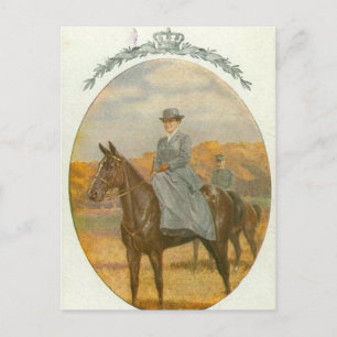 Carte Postale Queen Wilhelmina à cheval sur le côté #020SS