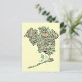 Carte Postale Queens NYC Typography Map Postcard (Debout devant)