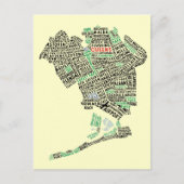 Carte Postale Queens NYC Typography Map Postcard (Devant)