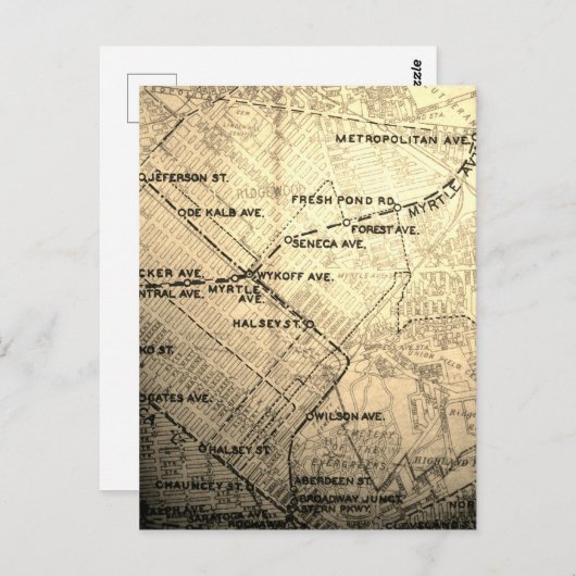 Carte Postale Queens, NYC Vintage Map (Devant / Derrière)