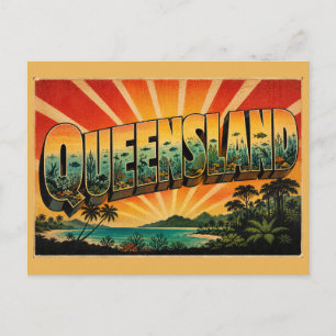 Carte Postale Queensland Australie Art de Voyage Vintage