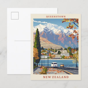 Carte Postale Queenstown Nouvelle-Zélande Élégant Vintage voyage