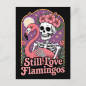 Carte Postale Queer Skeleton Flamant rose Halloween Reine (Devant)