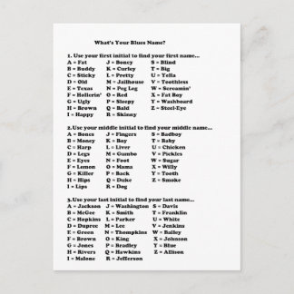Carte Postale Quel est votre surnom de blues?