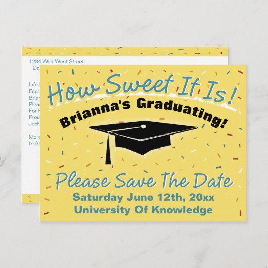 Carte Postale Quelle Douceur C'Est Graduation Enregistrer La Dat (Devant / Derrière)