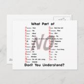 Carte Postale Quelle partie de NO ne comprenez-vous pas (Devant / Derrière)