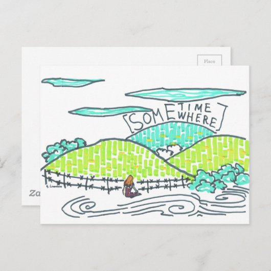 Carte Postale Quelque part / Parfois (Devant / Derrière)