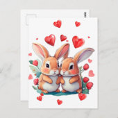 Carte Postale Quelques lapins d'aquarelle amusants (Devant / Derrière)