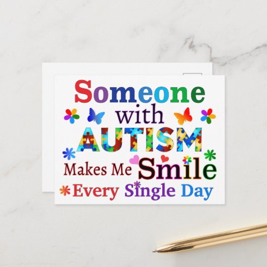 Carte Postale Quelqu'Un Avec AUTISME Me Rend Souriant (Devant/Arrière en situation)
