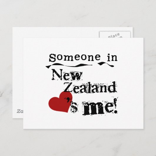 Carte Postale Quelqu'un en Nouvelle Zélande m'aime (Devant / Derrière)