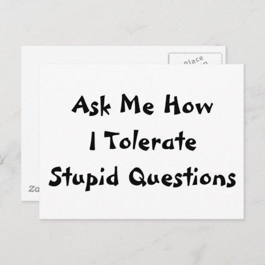 Carte Postale Questions stupides (Devant / Derrière)