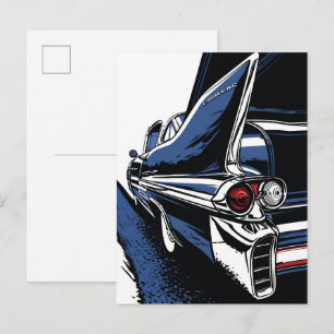 Carte Postale Queue de finition rétro lumineuse en bleu Pop Art