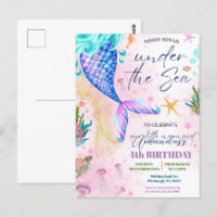 Queue de sirène Aquarelle Anniversaire Sous la mer