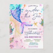 Carte Postale Queue de sirène Aquarelle Anniversaire sous la mer (Devant)