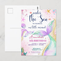Queue de sirène Aquarelle Anniversaire Sous la mer