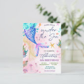Carte Postale Queue de sirène Aquarelle Anniversaire Sous l'océa (Debout devant)