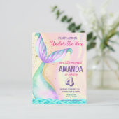 Carte Postale Queue de sirène Aquarelle Anniversaire Sous l'océa (Debout devant)