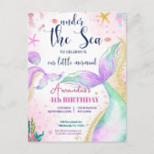 Carte Postale Queue de sirène Aquarelle Anniversaire Sous l'océa (Devant)