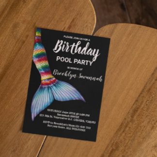 Carte Postale Queue de sirène Rose Gold Turquoise Fête au Piscin