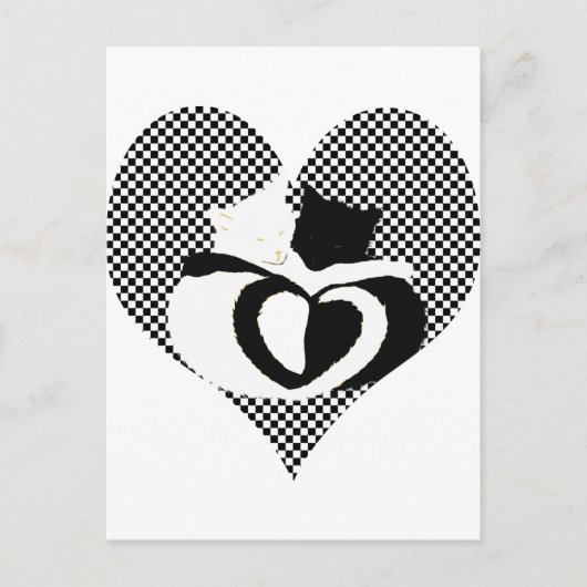 Carte Postale Queues CAT - amour noir blanc (Devant)