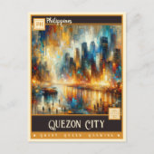 Carte Postale Quezon City, Philippines | Peinture Vintage (Devant)