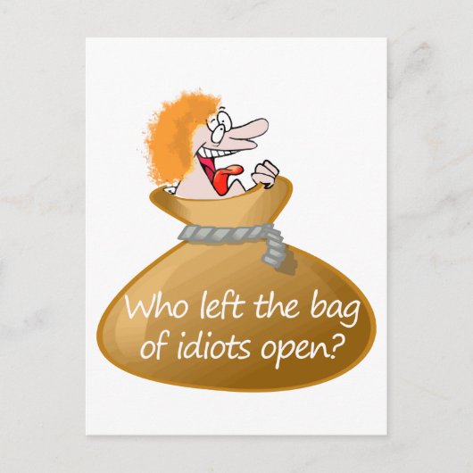 Carte Postale Qui a quitté le sac d'Idiots Open Fun Citation (Devant)