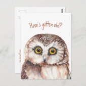 Carte Postale Qui a vieilli ? Humour de la chouette sage pour un (Devant / Derrière)