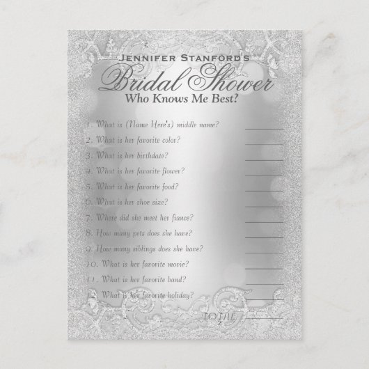 Carte Postale Qui connaît le jeu Me | Elégance argentée (Devant)