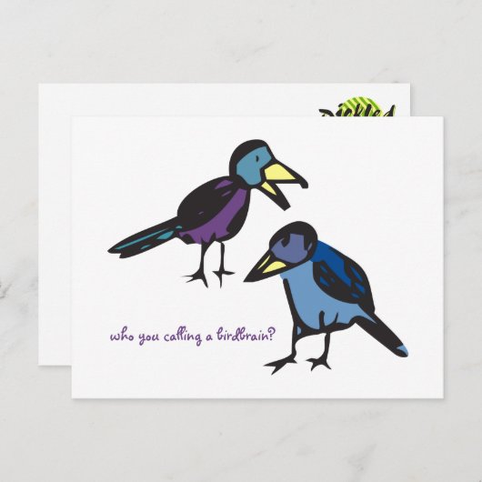 Carte Postale qui est-ce que vous appelez un cerveau d'oiseaux ? (Devant / Derrière)
