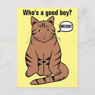 Carte Postale Qui est un bon garçon ? Drôle de chat tabby brun