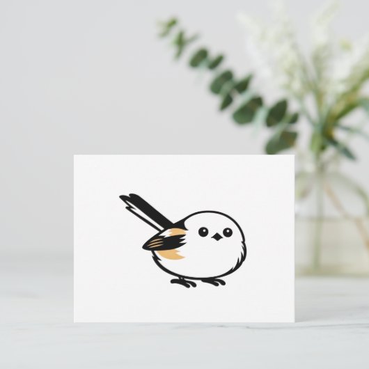 Carte Postale Quiet Minimal Long-Tailed Tit Illustration (Debout devant)