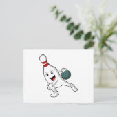Carte Postale Quille de bowling avec boule de bowling (Debout devant)