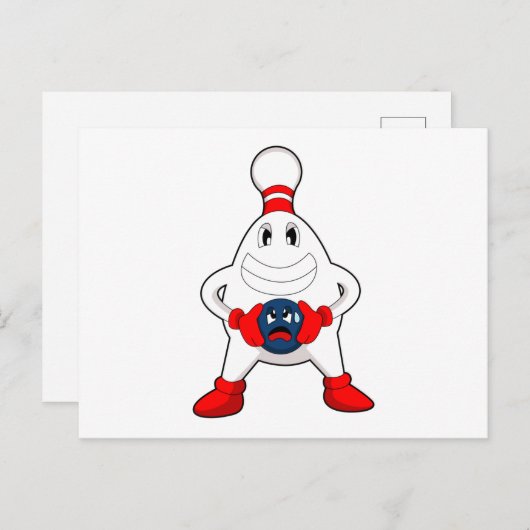 Carte Postale Quille de bowling Boule de bowling (Devant / Derrière)