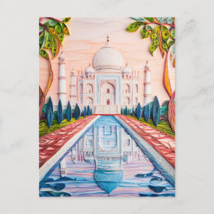 Carte Postale Quilling Taj Mahal au lever du soleil
