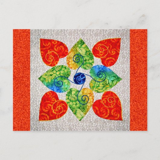 Carte Postale Quilt de Coeurs Whimsy - Bloc #1 (Devant)