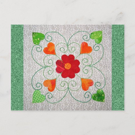 Carte Postale Quilt de Coeurs Whimsy - Bloc #2 (Devant)