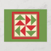 Carte postale Quilt - Dutchman's Puzzle (rouge/ver
