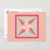Carte postale Quilt - Étoile biseautée (rose/gris) (Devant / Derrière)