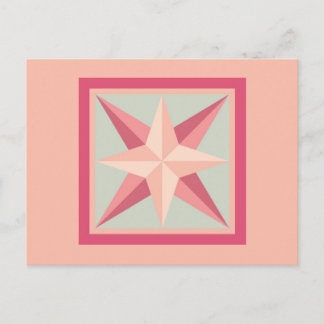 Carte postale Quilt - Étoile biseautée (rose/gris)