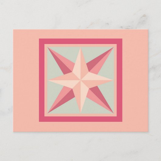 Carte postale Quilt - Étoile biseautée (rose/gris) (Devant)