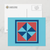 Carte postale Quilt - Pinwheel (marine/rouge) (Devant / Derrière)